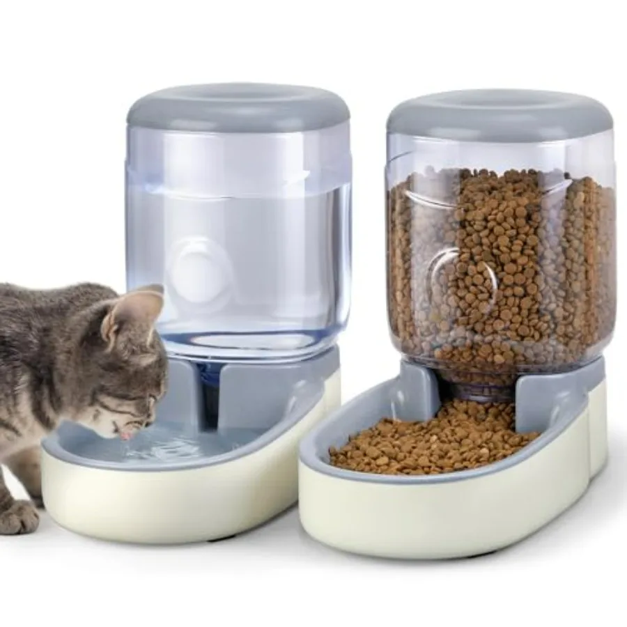 

2 Pack Automatic Cat Feeder and Water Dispenser Pet Feed Bowl Dog Gravity Food Feeder and Waterer Set for Small Medium Pets Pup