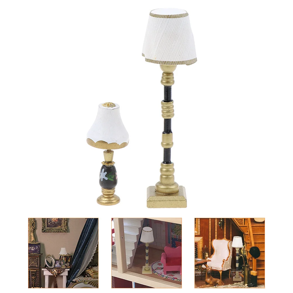 

Mini Floor Lamp Desk Garden Decor Prop House Dolls Lights Resin Scene Model Miniature Table Light Tiny House Landscape Decor