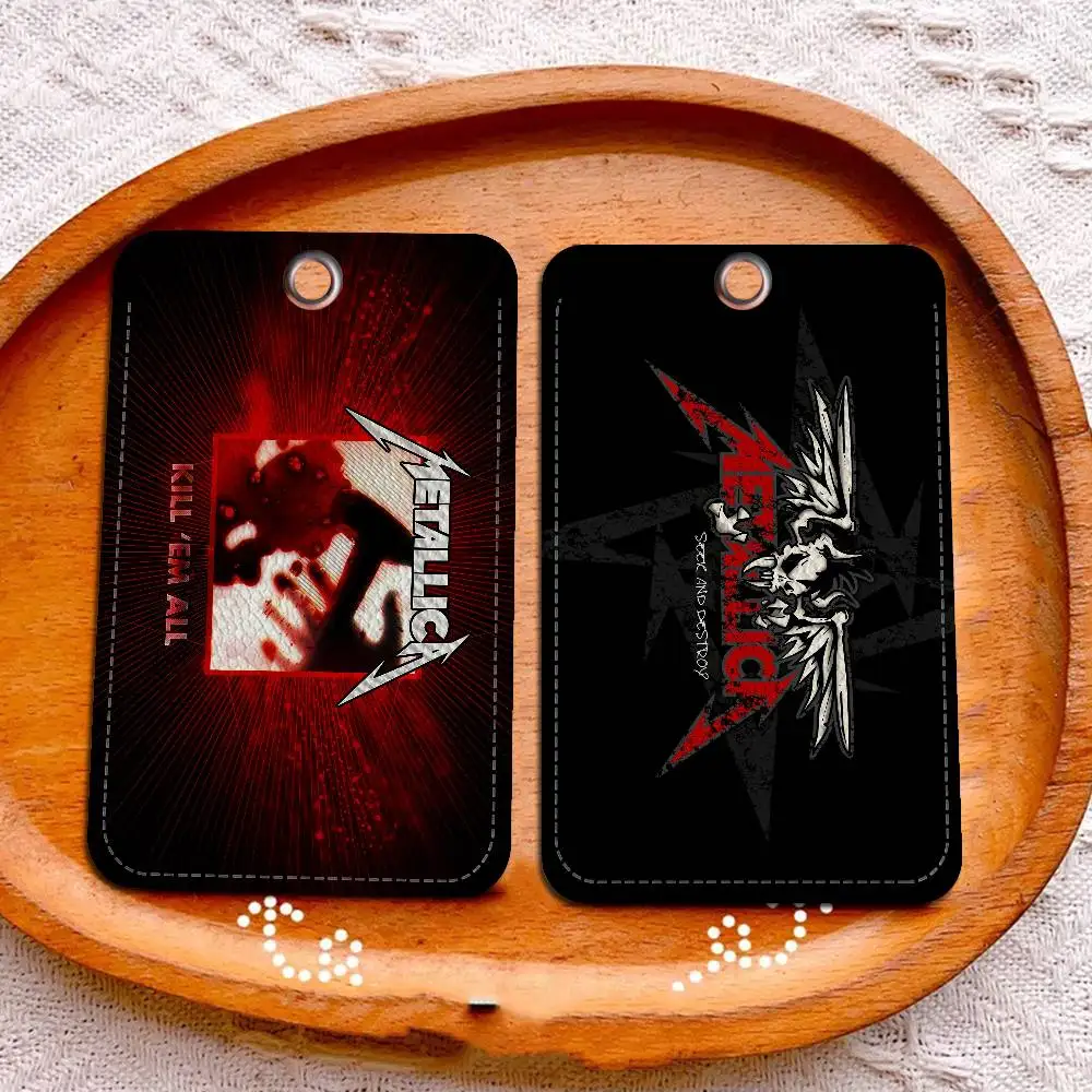 

Metallica Music Master of Puppets 1Pc PU Leather Card Holder Keychain Key Ring Door Lock Access Tags ID Card Case Keychain Card