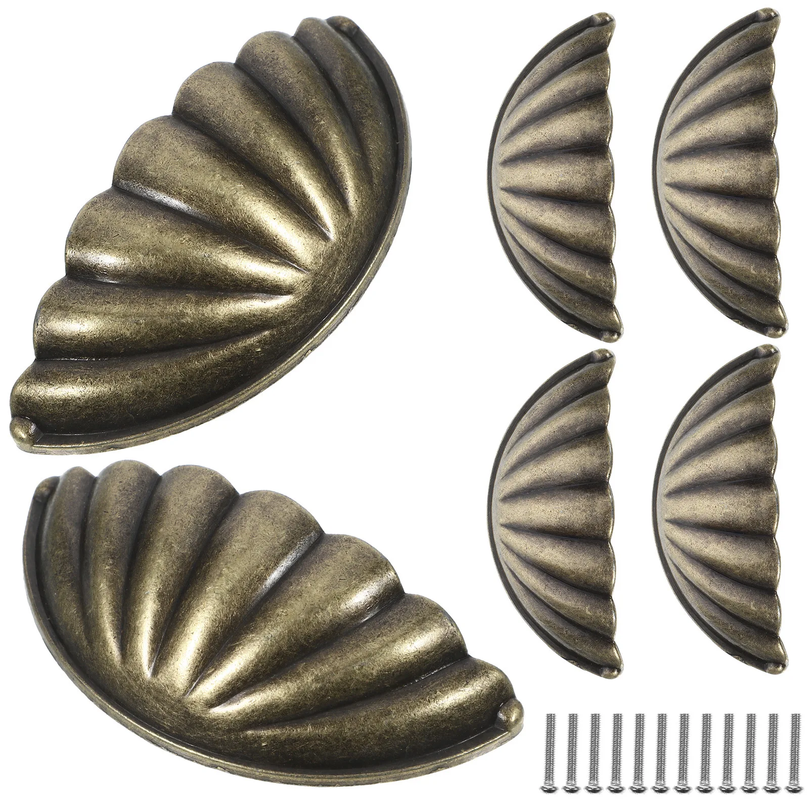 6pcs Vintage Bronze Pull Handles Semi-Circular Zinc Alloy Cabinet Knobs For Furniture Kitchen Cupboard Dresser Drawer Door
