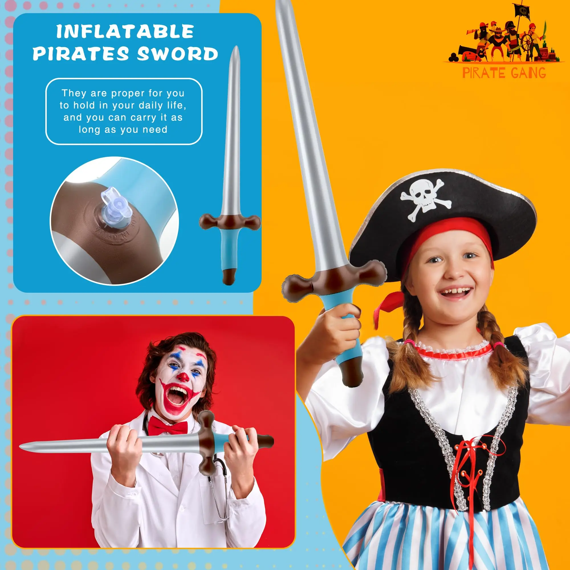 Épée Gonflable 7.5 pour ixà Thème, Accessoire de Costume de Cosplay, pour Anniversaire, Piscine, 24 Pouces