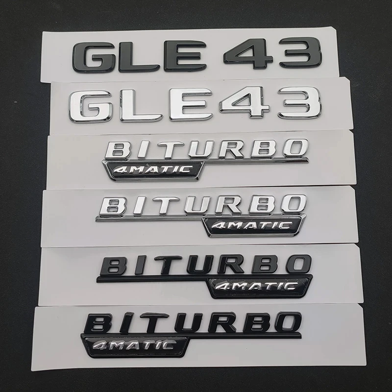 

3d ABS Chrome Letters Car Rear Trunk Badge GLE43 Logo BITURBO 4MATIC Emblem For Mercedes GLE 43 AMG W166 W167 Accessories