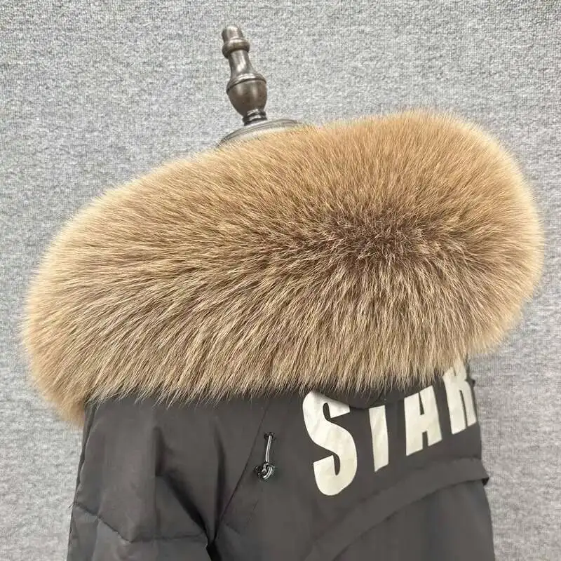

2026 Winter Fox Fur Collar Women Luxury Fur Hood Trims Real Fur Shawls For Coat Ladies Furry Fur Scarves Large Size fur scarf