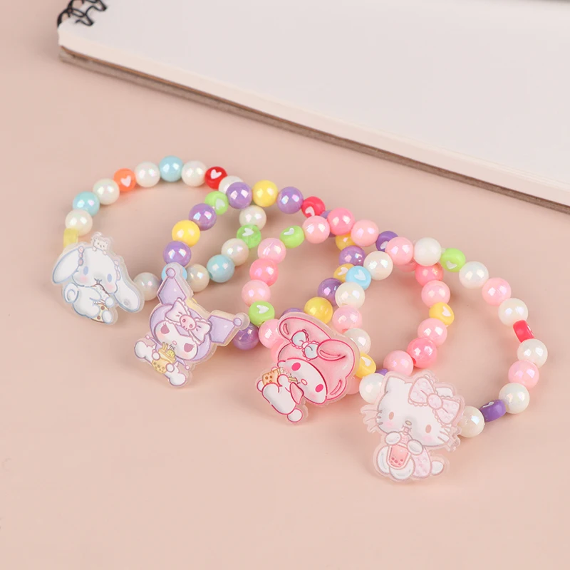 Kawaii Cartoon Sanrio Beads Bracelet Cute Sweet Dopamine Beaded Bracelets For Girls Summer Jewellery Girl Child Holiday Gifts