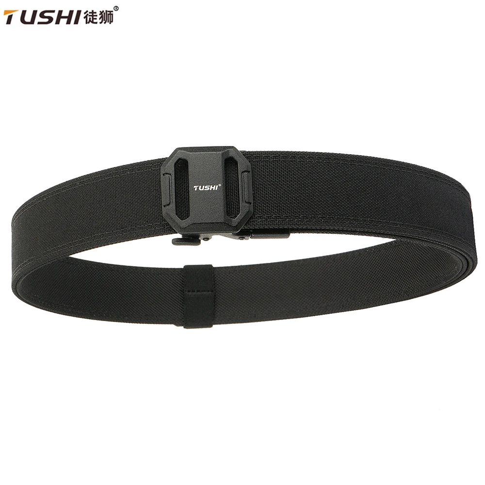 

TUSHI Brand Double Layered Thickened Multi-size Tactical Belt Men's Outdoor Nylon 3.8 Wide Upgraded Automatic Buckle Gun Belt