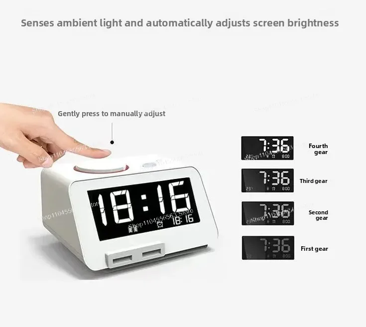 C2 creative multi-function music alarm clock LED children's bedside silent luminous light