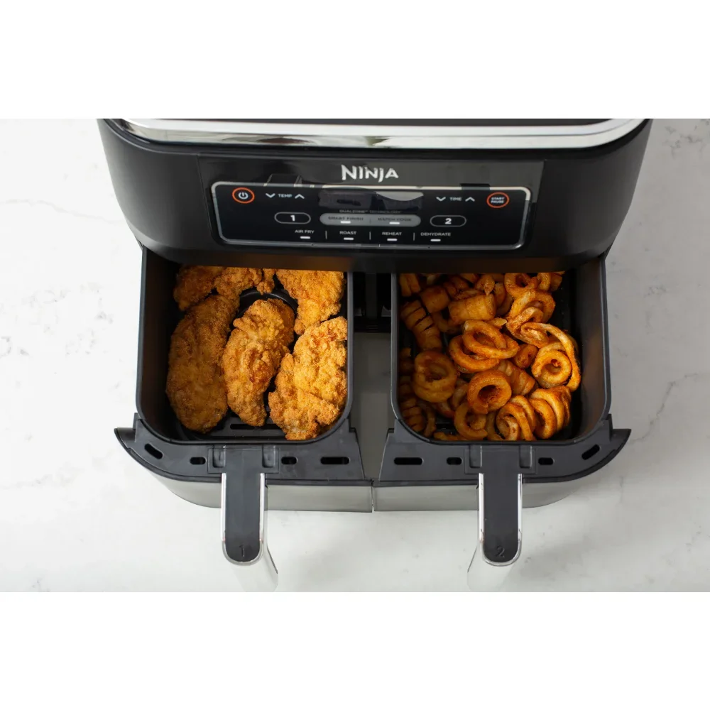 4 em 1 8 quart. Air Fryer com zona dupla, 2 cesta™Air Fryer Acessórios, Assado e Mais, Tecnologia