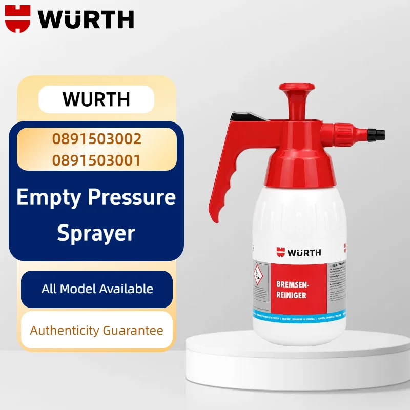 Garrafa Pulverizadora Vazia Wurth 1L 0891503001 0891503002, Garrafa de Spray com Bomba Resistente a Solventes para Limpador de Freio