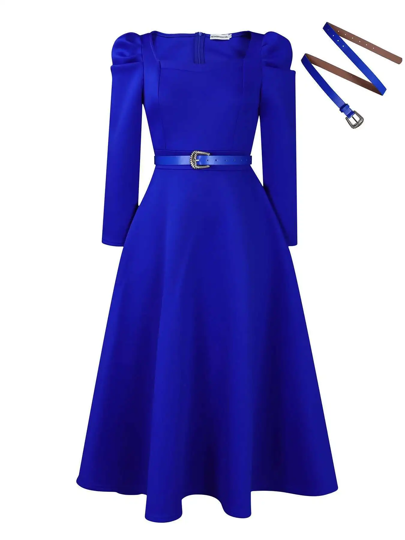 

Elegant Dresses Winter Women's Fashion Bubble Sleeves Large Size Banquet Party High Waist Elegant Casual Women's Dresses 2024