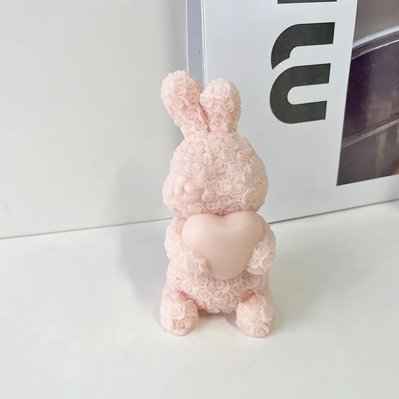 3D Rose Rabbit Candle Silicone Mold DIY Handmade Aromatherapy Candle Valentine's Day Mold Aromatherapy Plaster Silicone mold