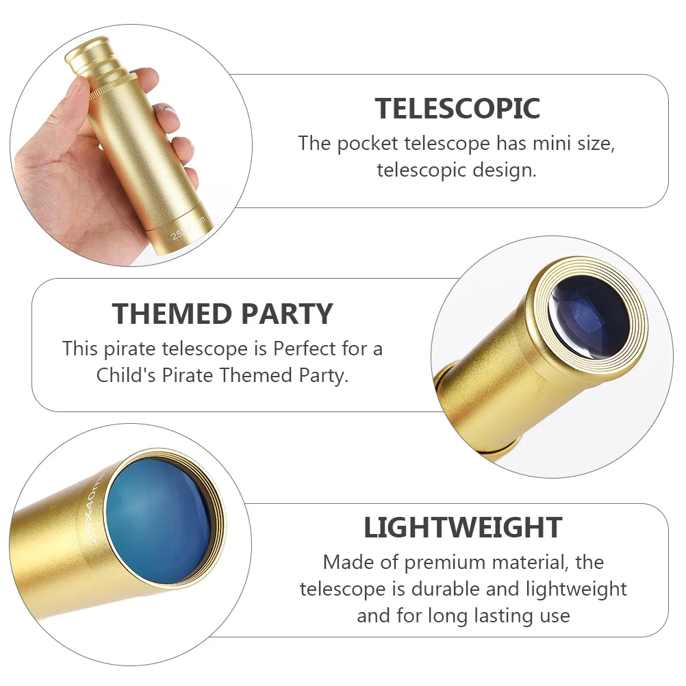 

25X40 Telescopic Telescope Aluminum Alloy Pirate Monocular Collapsible Kids Students Mini Size Lightweight Perfect
