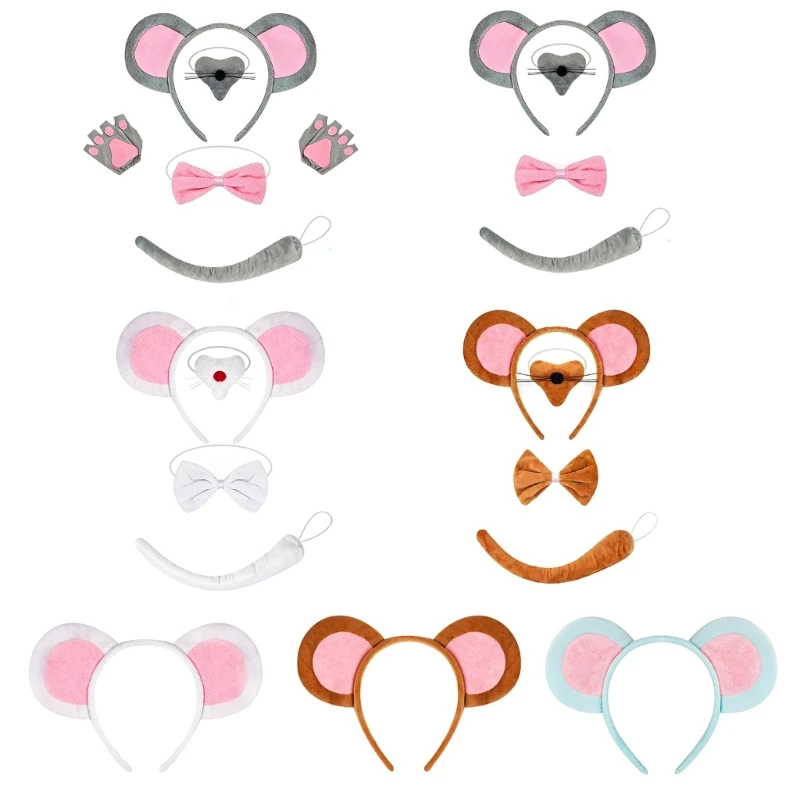 Comfortable Fabric Mouse Ears Outfit Costume Headband For Childrens Pretend Play 10CD