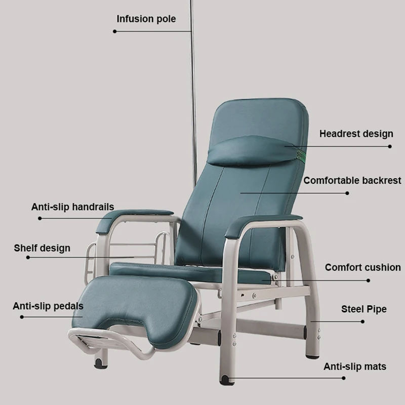 Hospital Furniture Infusion Chair With IV Pole Patient Transfusion Medical Recliner Chair