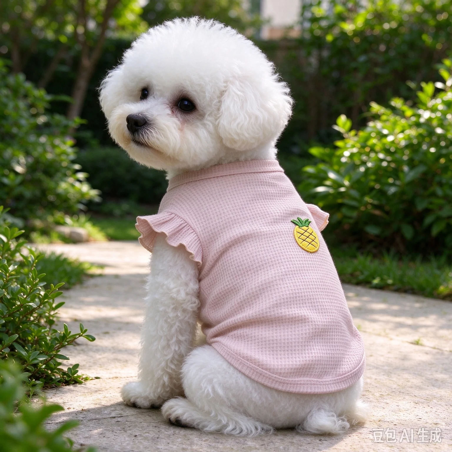 Bixiong Dog Plaid Knit Shirt, Cute Pineapple Embroidery Sleeveless Pet T-shirt