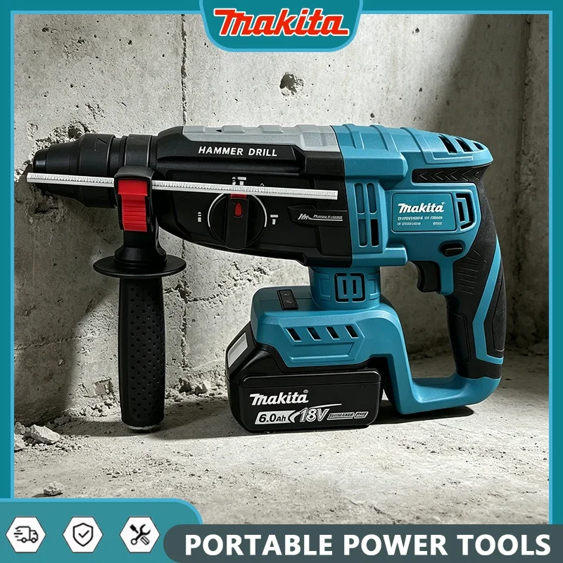 Makita 21V Brushless Electric Hammer & Pick, Multifunctional DIY Power Tool with Measuring Ruler, Portable Work DIY Tool