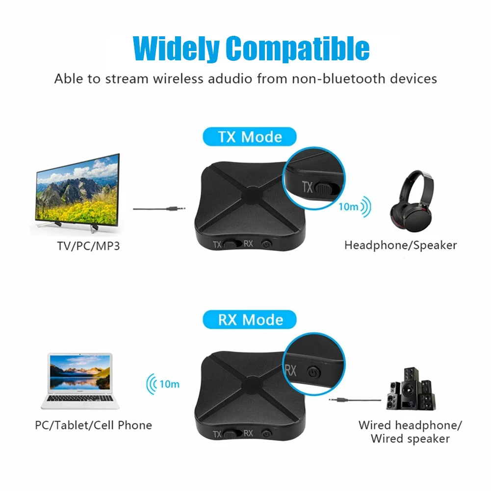 2 IN 1 Real Stereo Bluetooth -compatible 5.0 Receiver Transmitter Bluetooth Wireless Adapter Audio With 3.5MM AUX For TV MP3 PC