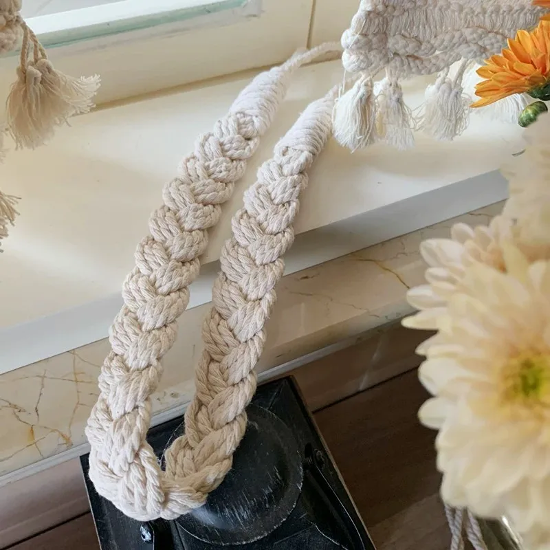 Macrame Handmade Curtain Voil Tieback Holders Tie Back Buckle Holdbacks Natural Hand-Woven Cotton Rope Decor Accessories