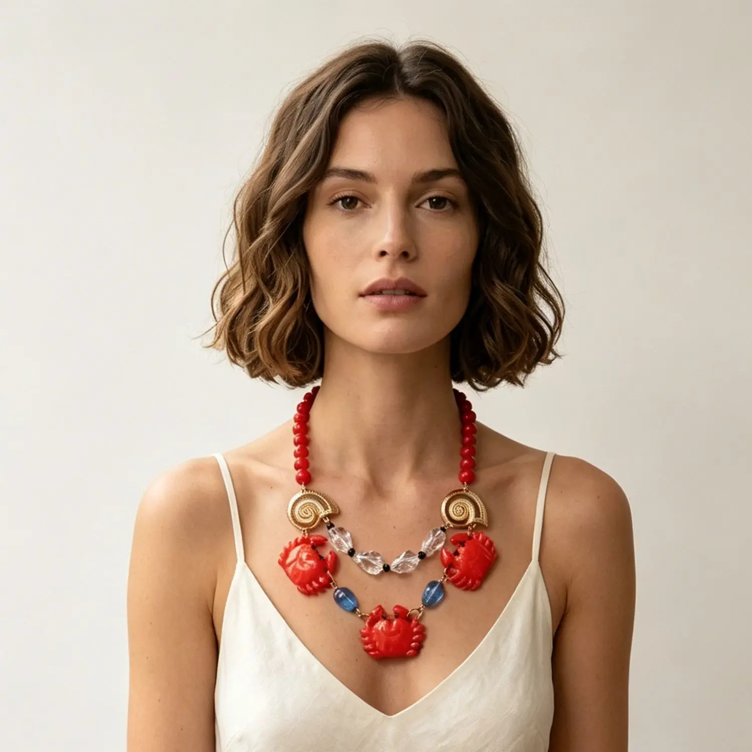 

Summer Boho Crab Pendant Colorful Beads Choker Necklace Trendy Woman Statement Jewelry Personanlized Holiday Party Accessories