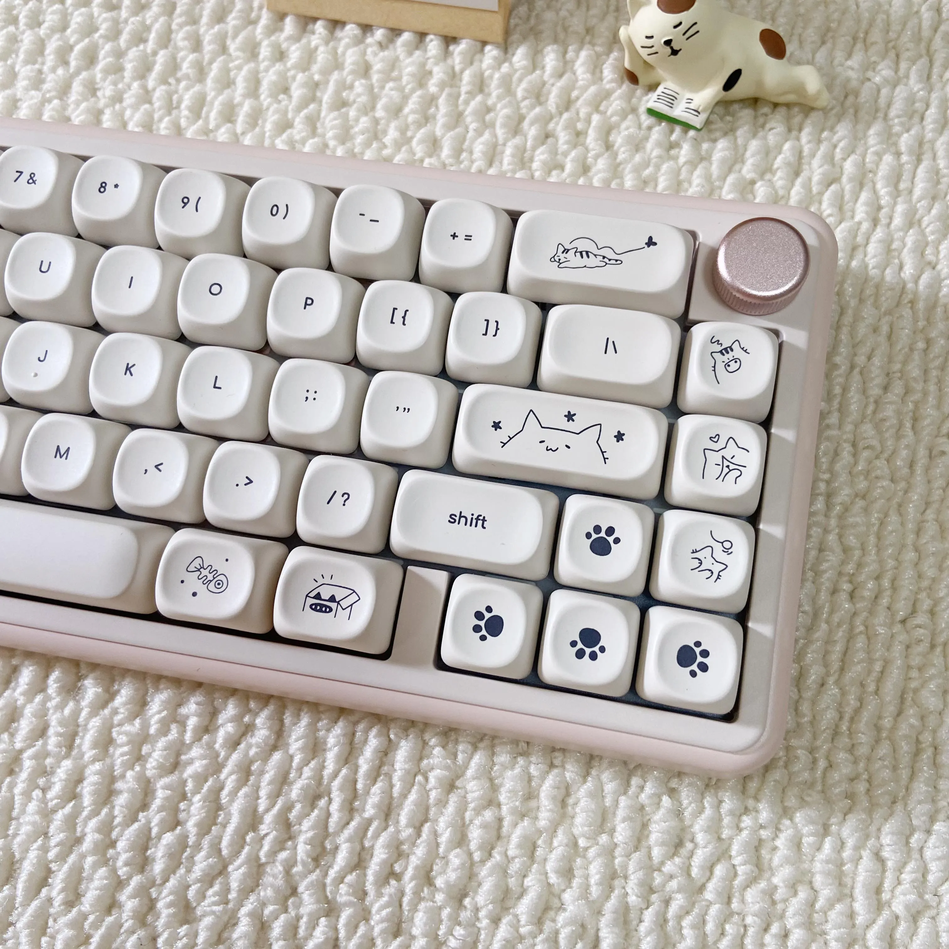 Hangul Keycap PBT Milky Cute Cat Keycaps coreano MOA impresión superior para gamer de oficina 60% 65% 75% TKL 96% 100% Teclado mecánico