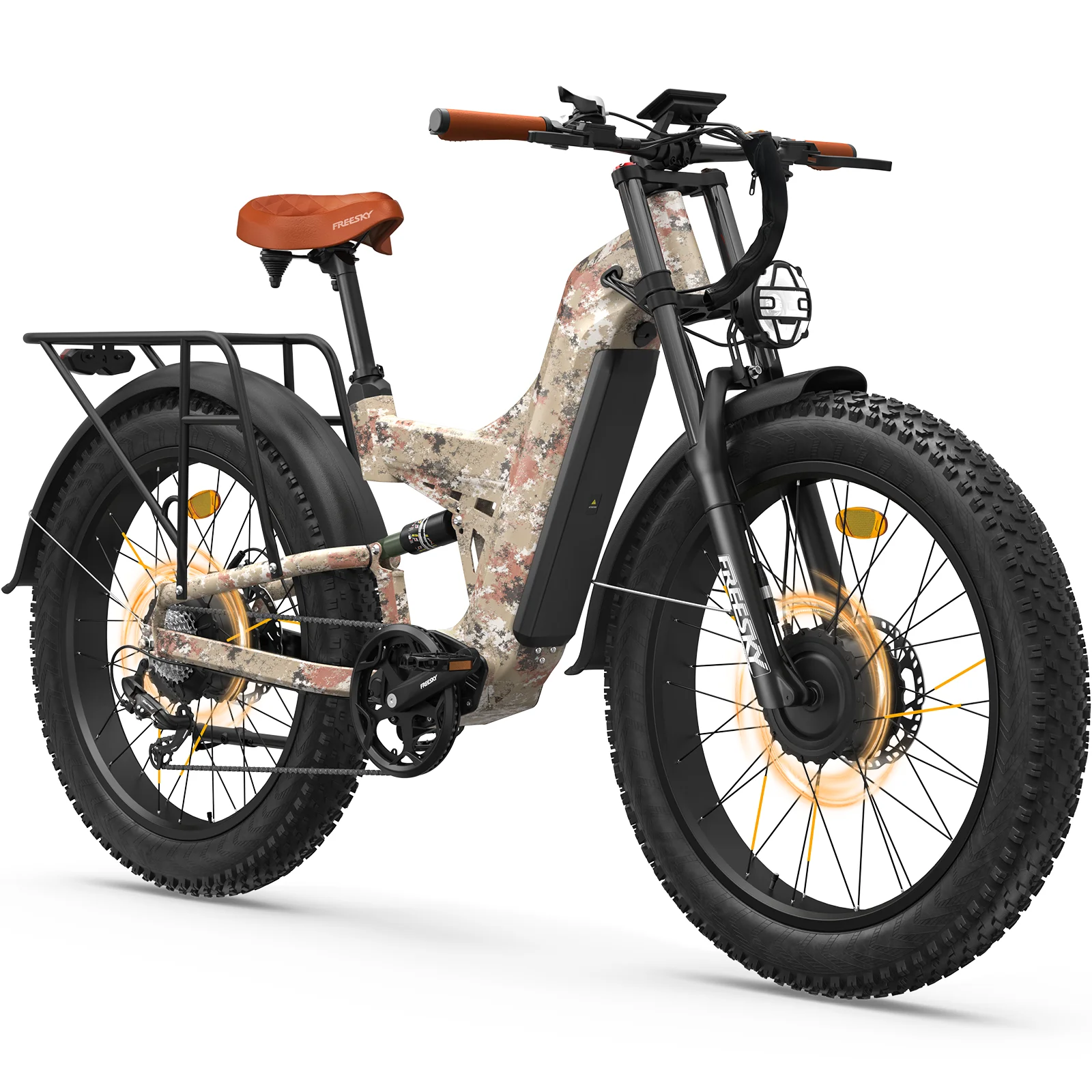FREESKY Dual Motor 45MPH 120Mile 260NM LG Cells Electric Bike for Adults 6000W,60V 30Ah,AWD Mountain Ebike,26" Fat Tire,Full Suspension,Hydraulic Brakes,UL2849 by TÜV,Off-Road &Commuter &Hunt & Camp image 1