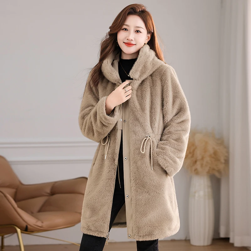 New Women'S Winter High-Quality Double-Sided Thick Cold Proof Coat Fashionable And Versatile Slim And Warm Hooded Jacket