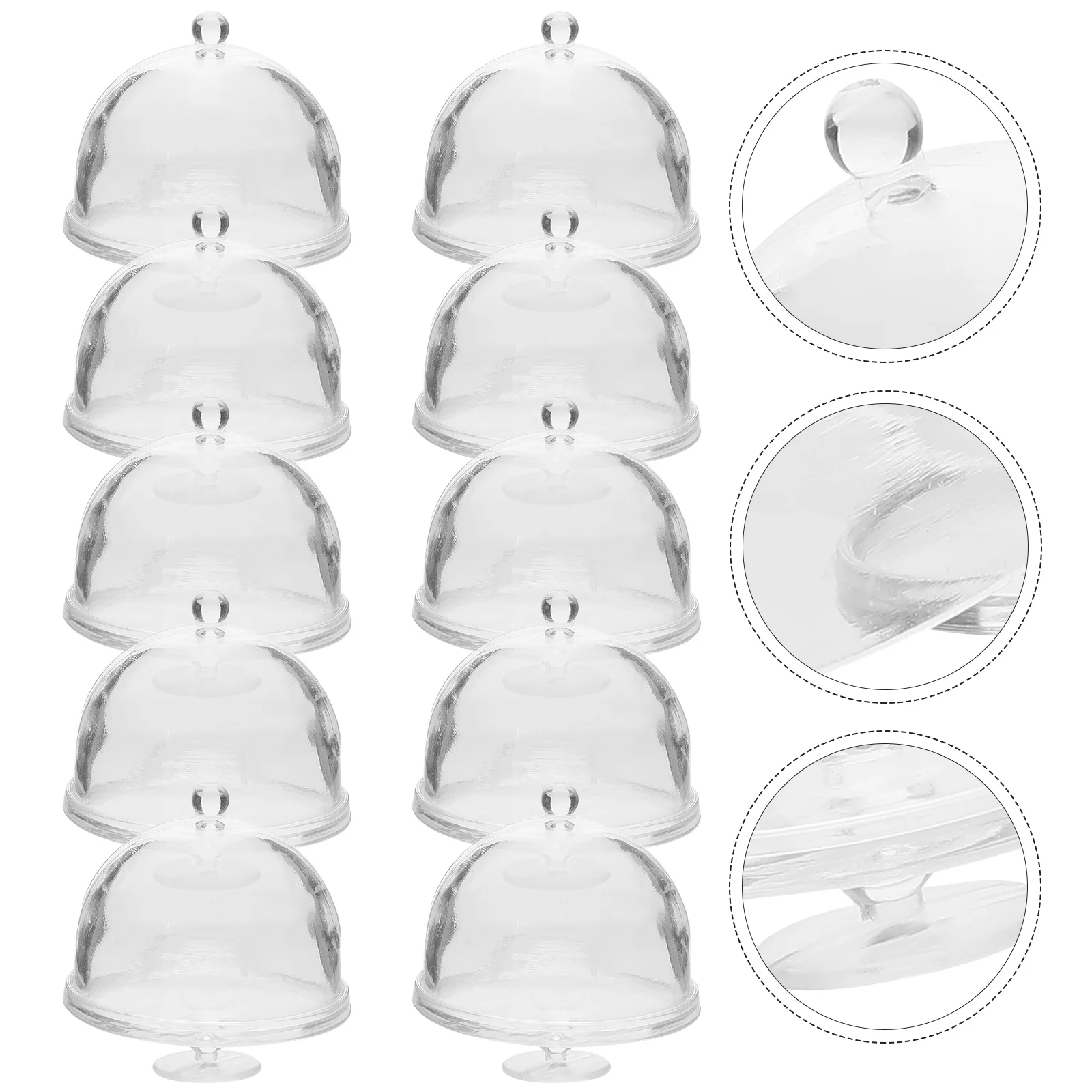 10 Pcs Mini Cake Holder House Accessory Tiny Dome Transparent Stand with Cover Domes Cupcake Container Plate