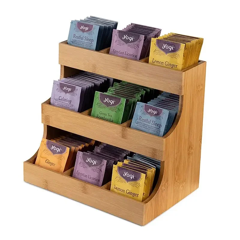 

Sugar Packets Organizer Coffee Tea Bag Organizer Storage 3 Layers Holder Storage Rack Tea Bag Display Box Wooden Tea Box