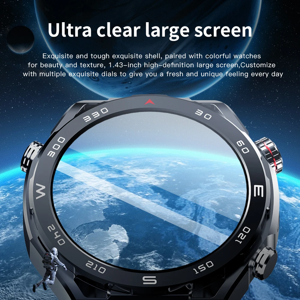 NEW Android Smart Watch 4G SIM Card 1.43'' AMOLED Screen GPS WIFI Side Camera Video Call Google Play Smartwatch