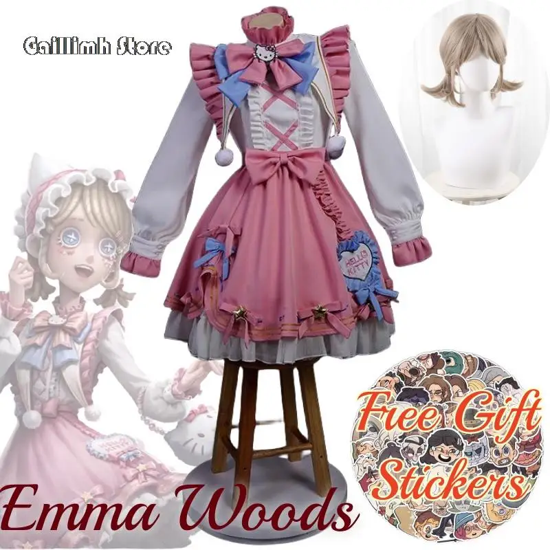 Emma Woods Lisa Beck Anime Game Identity V Cosplay Costume Gardener Clothes Wig Free Gift Stickers Cosplay Lolita Style Woman