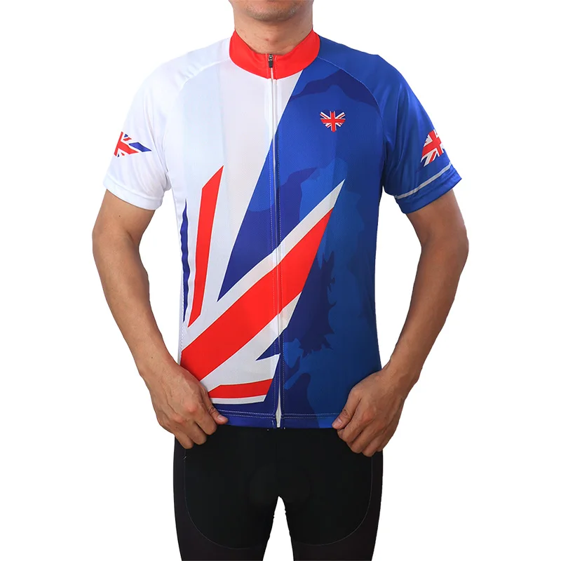 

Team UK Cycling Jersey Short Sleeve Top Road Wear Clothing Bike Shirt Motocross Bicycle Breathable Great Britain United Kingdom