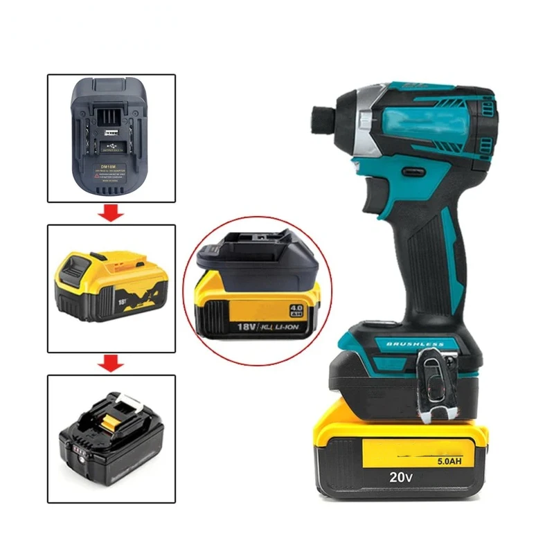 Adaptateur de batterie pour Milwaukee pour Dewalt pour Makita Bl1830 Bl1850 Batteries pour outils de batterie Dewalt DM18M adaptateur USB 1/2 pièces