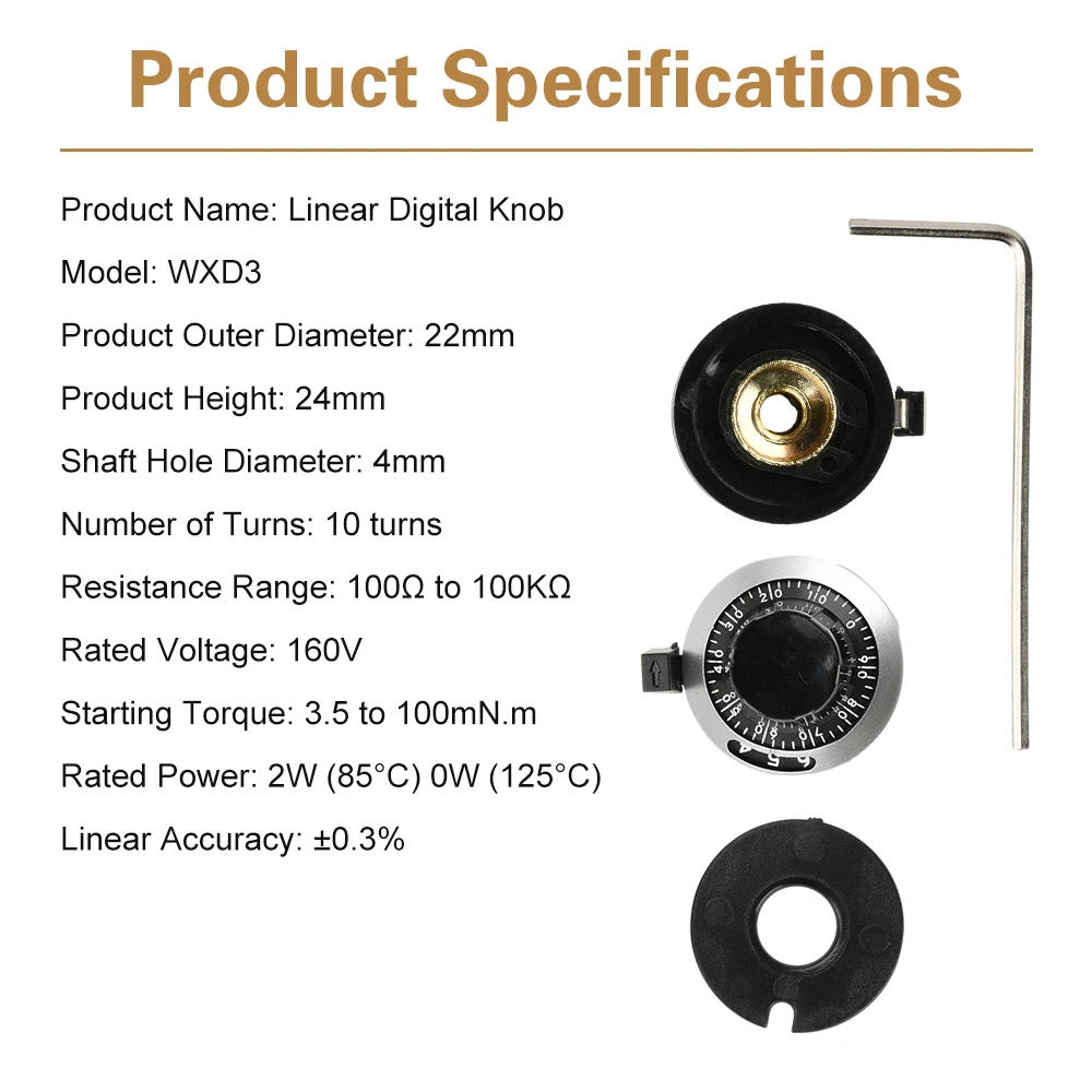1PCS WXD3 3590S 4mm Precision Scale Knob Potentiometer Knob Equipped With Multi-Turn Potentiometer Precise Dial knob