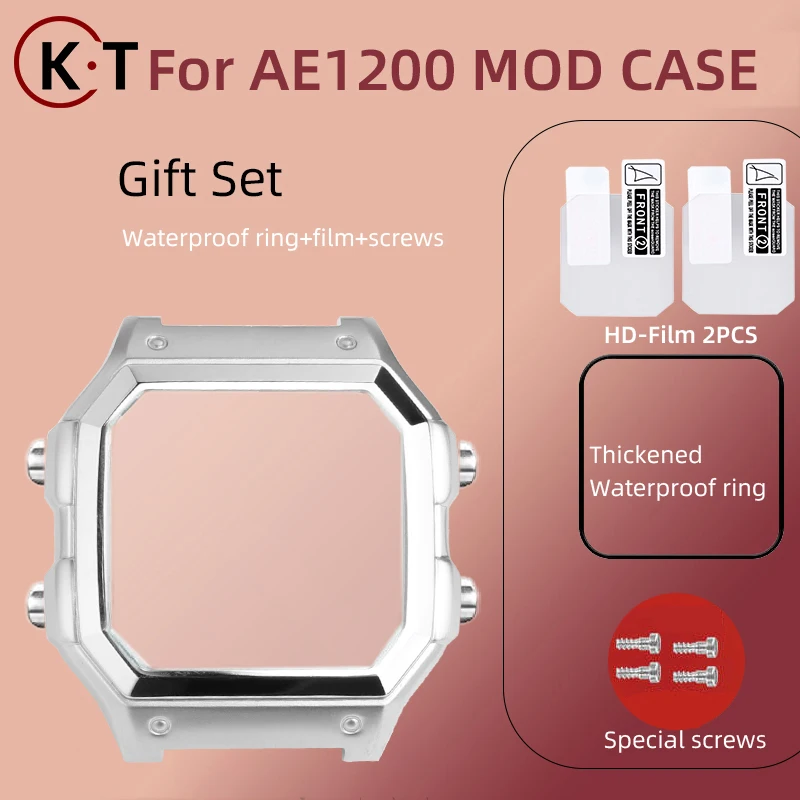 

AE1200 case Mod kit ae1200 stainless steel case bezel for Casio 3229 AE-1200 watch case screw waterproof ring film replace parts