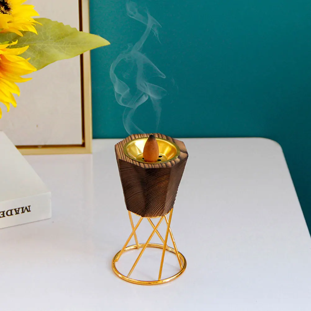 

Wooden Incense Burner Small Metal Censer Household Decor Aroma Stove Portable Practical Study Bedroom Yoga Sauna Ramadan Gift