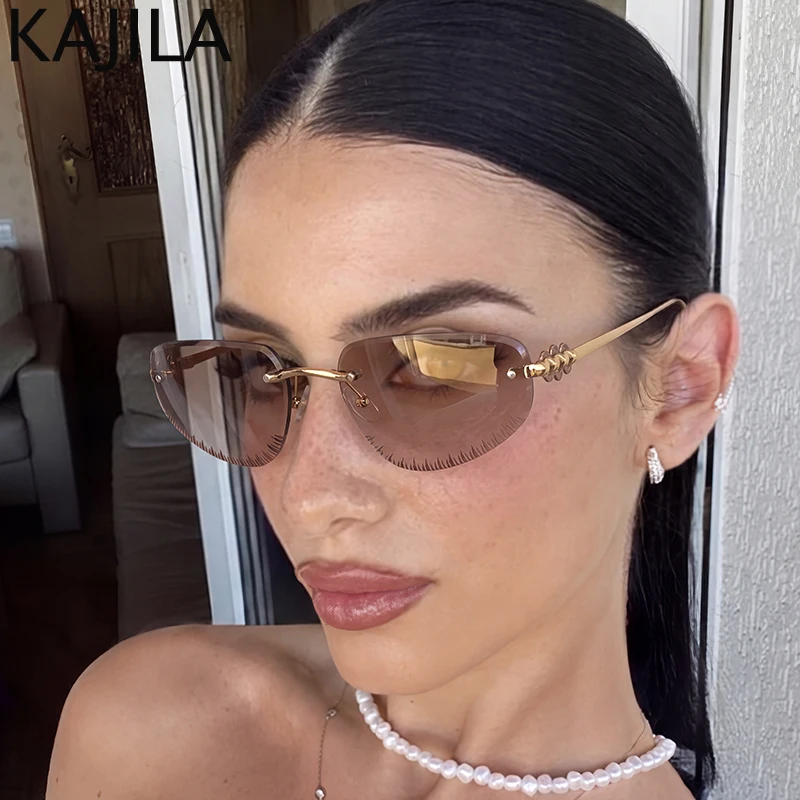 Y2K Punk Small Polygon Sunglasses Women 2026 Luxury Brand Trendy Rimless Irregular Sun Glasses Vintage Metal Frame Shades UV400