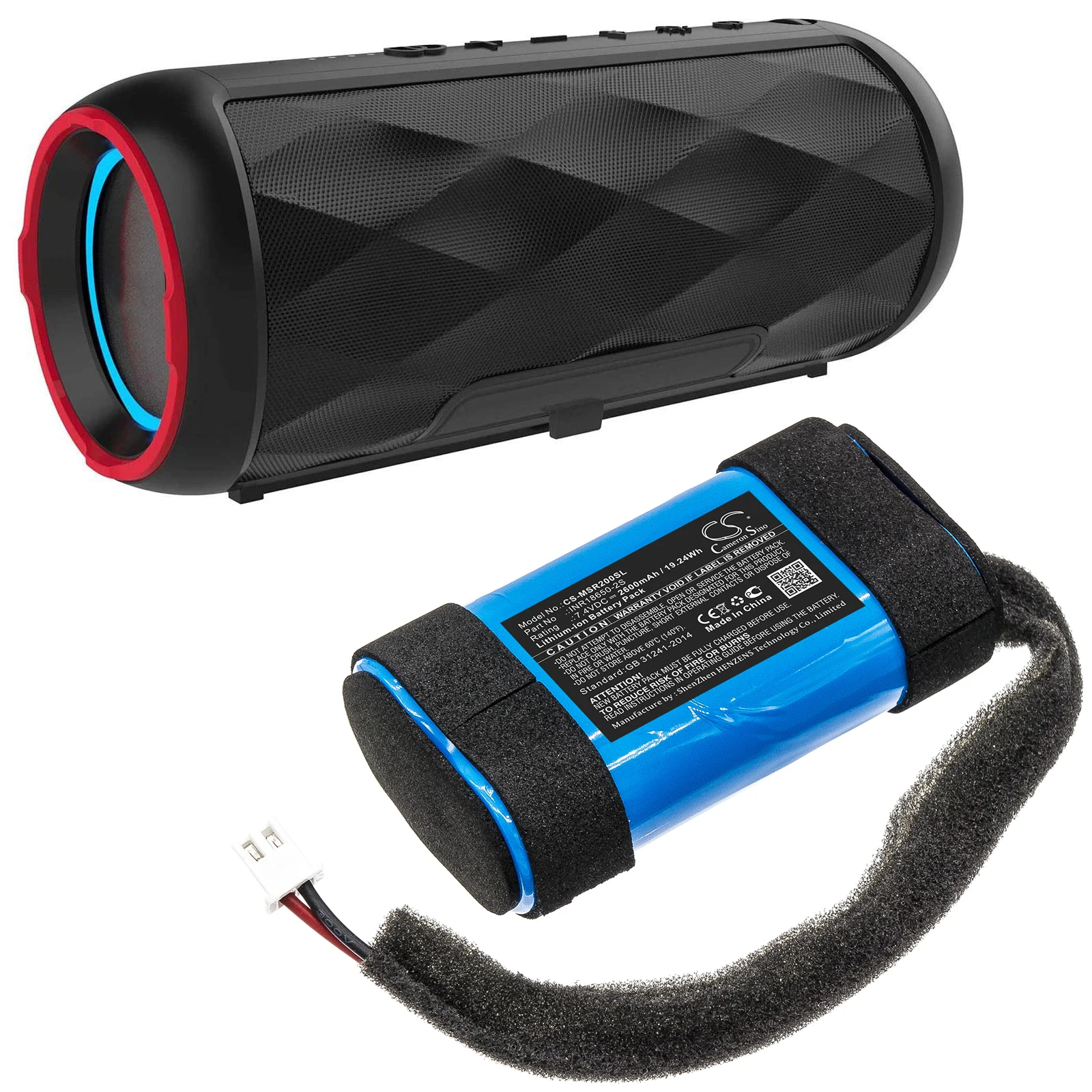 Li-ion Speaker Battery for Monster, 7.4V, 2600mAh , Compatible Models: Rove 2