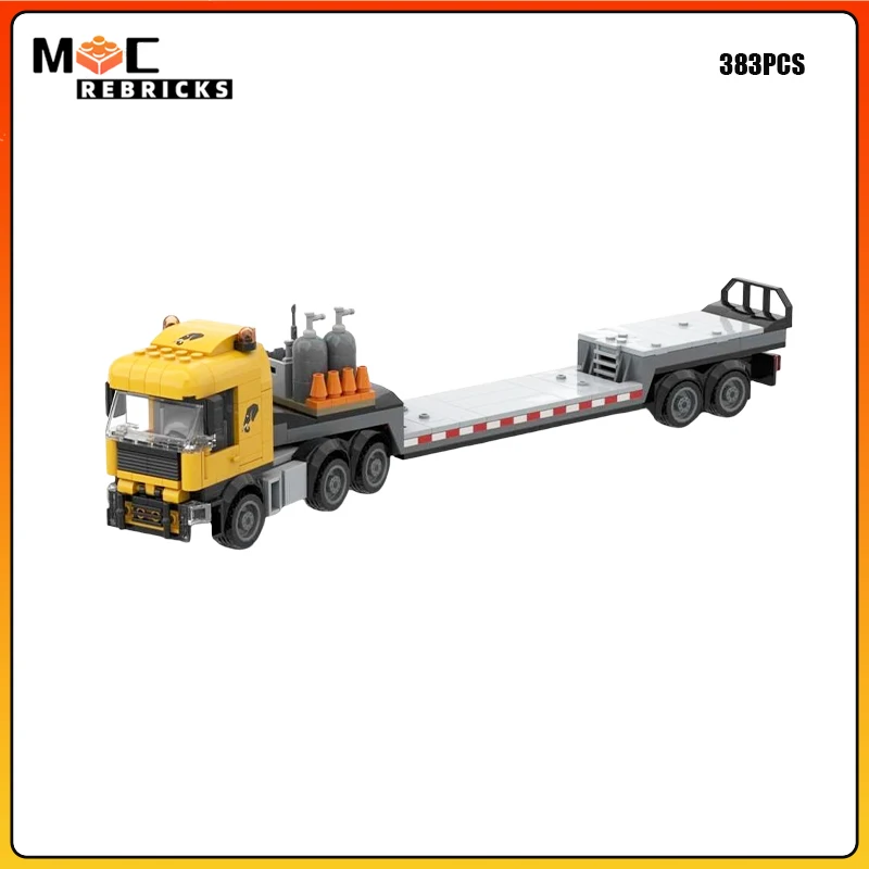 MOC Schwerlast-Mobilkran-Unterstützungslastwagen Bausteine Frachtfahrzeug-Modell Schwertransport-Spielzeug Geschenk für Erwachsene