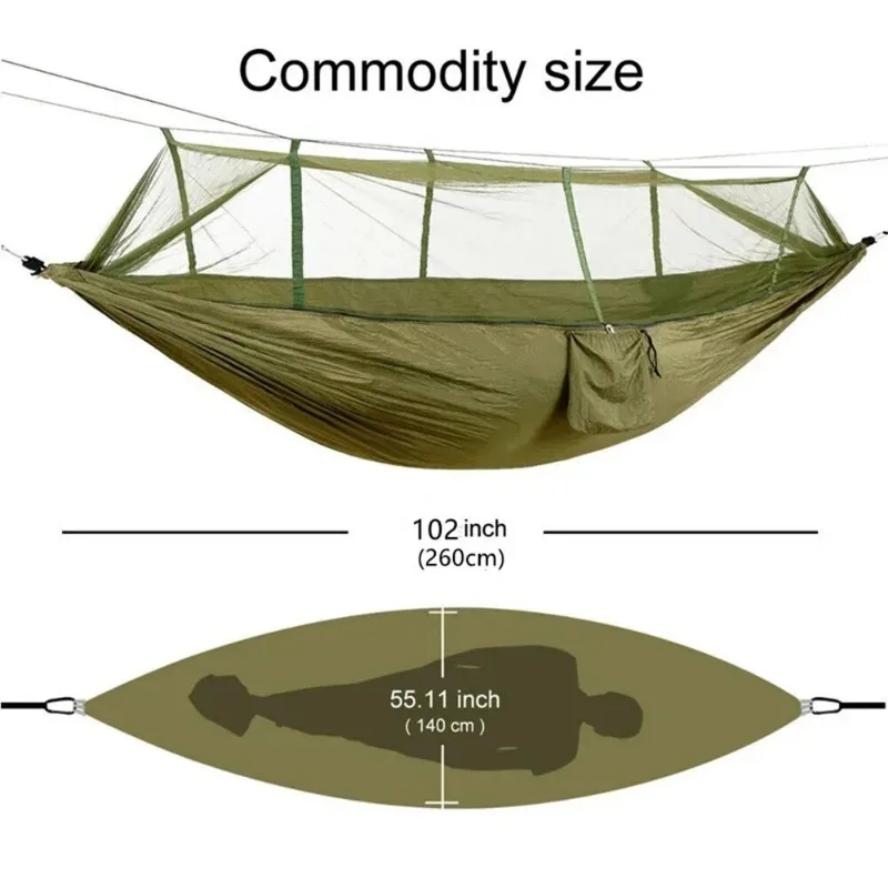 Portátil Duplo Mosquito Net Hammock, Camping ao ar livre, Jardim Viagem, Turista, Natureza Lazer, Caminhada Dormir, Hanging Swing