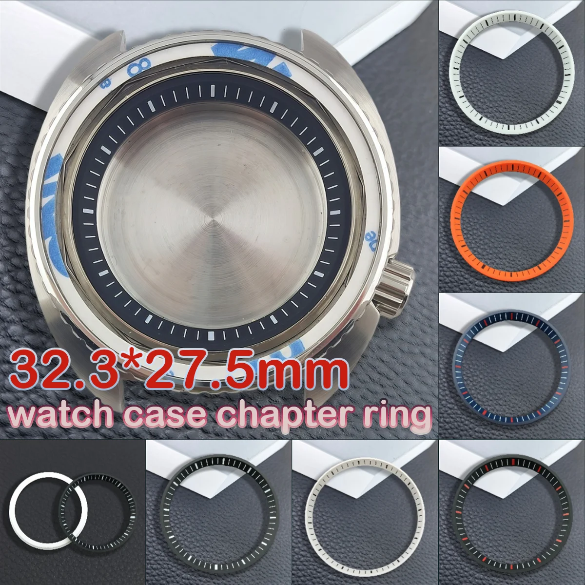 32.3mm * 27.5mm watch chapter ring SRPE case with replaced with white/black hard plastic inner ring suitable for NH35/NH36 case