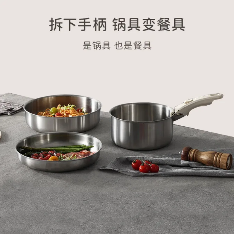 Removable handle pan Kitchenware Frying Non-stick Uncoated kitchen pan set Three-piece set