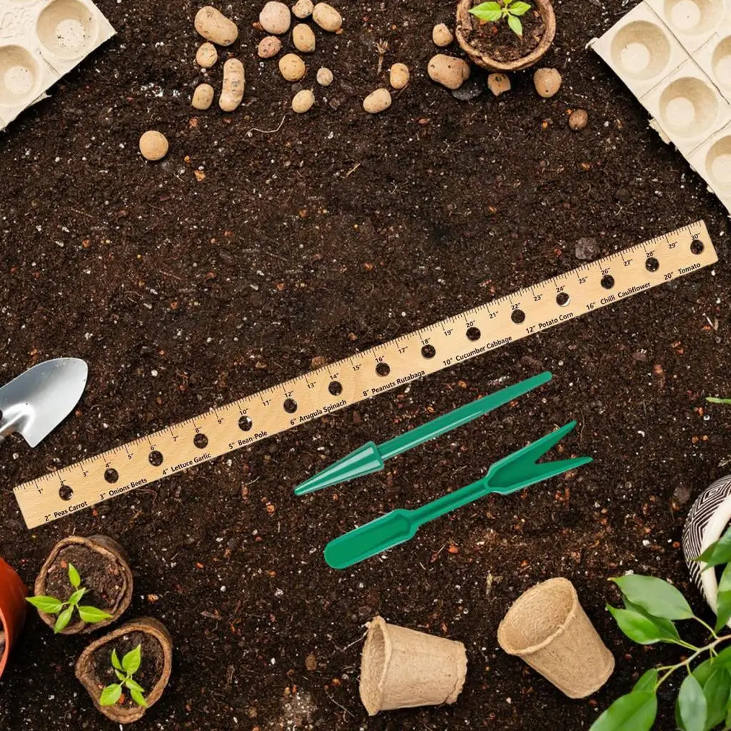 Wooden Planting Ruler Gardening Tools Plant Spacing Ruler Seedling Tools Garden