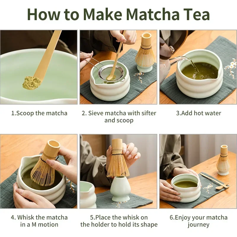 4/5/7/8PCS Matcha Tea Whisk Set Bamboo Tea Spoon Indoor Drinking Tea Brewing Japanese Ceremony Accessories Matcha Chasen Gifts