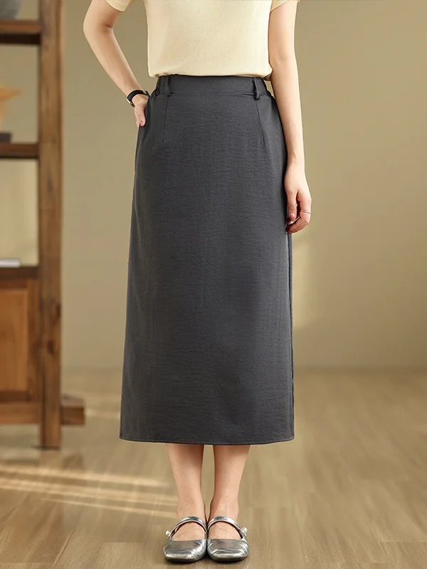 

Retro Color Midi Skirt Women's Versatile Artistic Slimming A-Line Skirt Commute Sle Body pe Summer Regular Th...