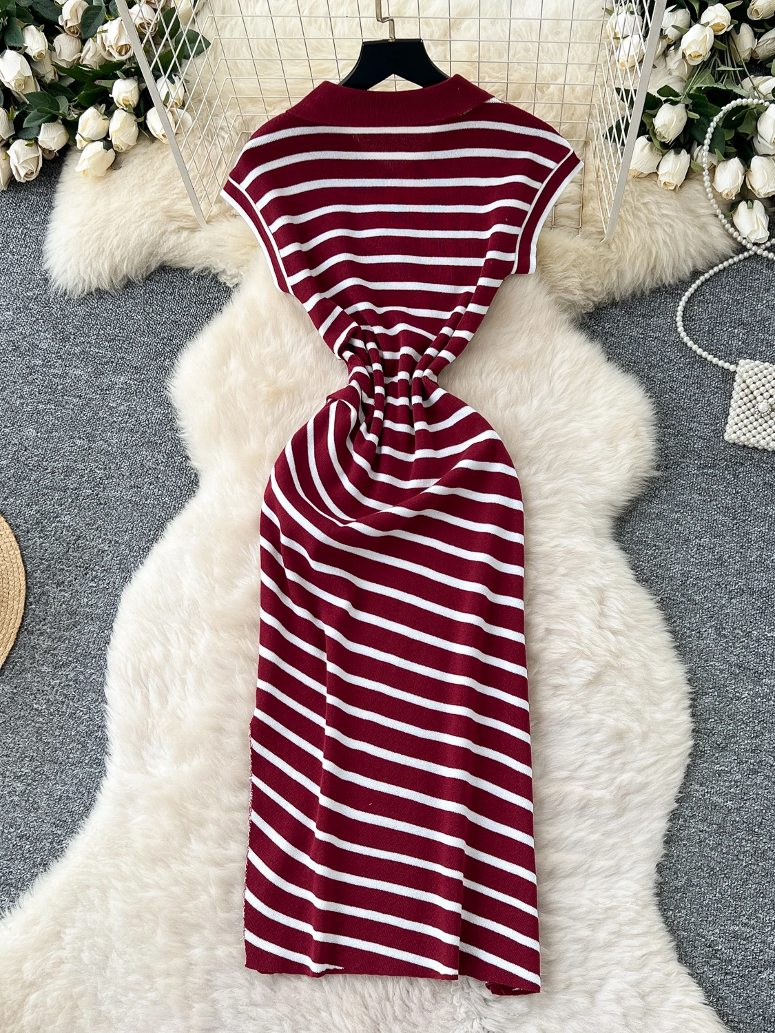 Chic Sommer Polka Dot ort Sve Ne Dr Damen Taille Cinching mittellanger A-Linie Rock Korean Sle Pendeln Dr