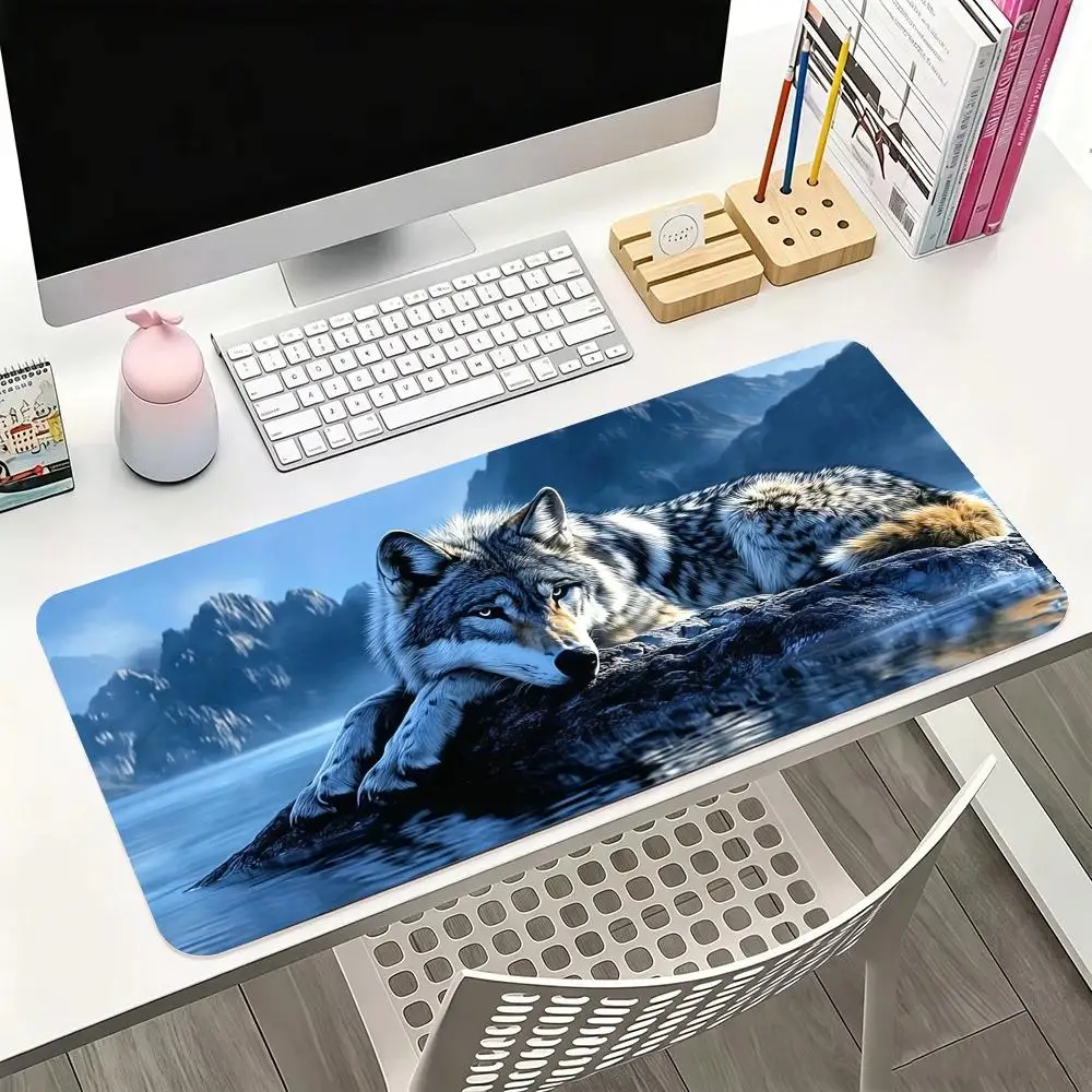 Lakeside Grey Wolf Mouse Pads Table Mat Wear Resistant Rubber Non Slip For Long Hours Laptop Desktop Study Work