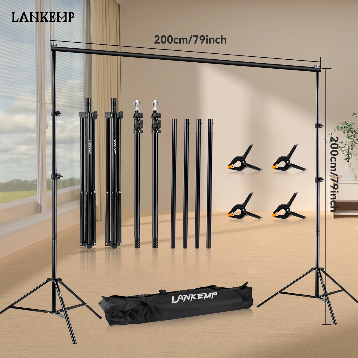 7 X 7 Inch Lankemp Photo Background Bracket Kit, Adjustable Backlight Frame for Photography, Photo Banner Background Support Bracket for Party Decoration (Please Place an Order, Get 4 Clips and a Satchel Handbag for Free)