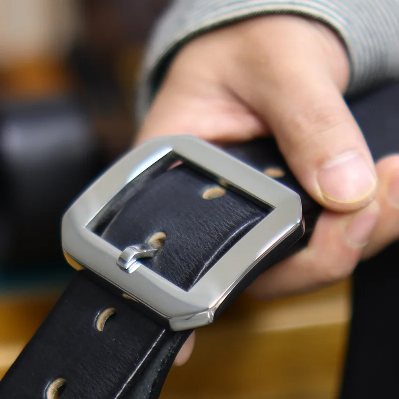 High Quality Thickened Pure Steel Needle Buckle Men's American Retro Belt Versatile Casual Fashion Cowhide Design Waist Belts