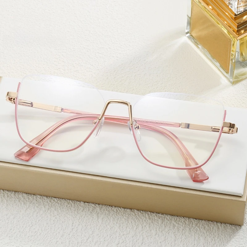 EYORA Currents عين القط نصف إطار نظارات للقراءة مكافحة الضوء الأزرق قصر النظر ومد البصر اللونية وصفة طبية نظارات عدسة