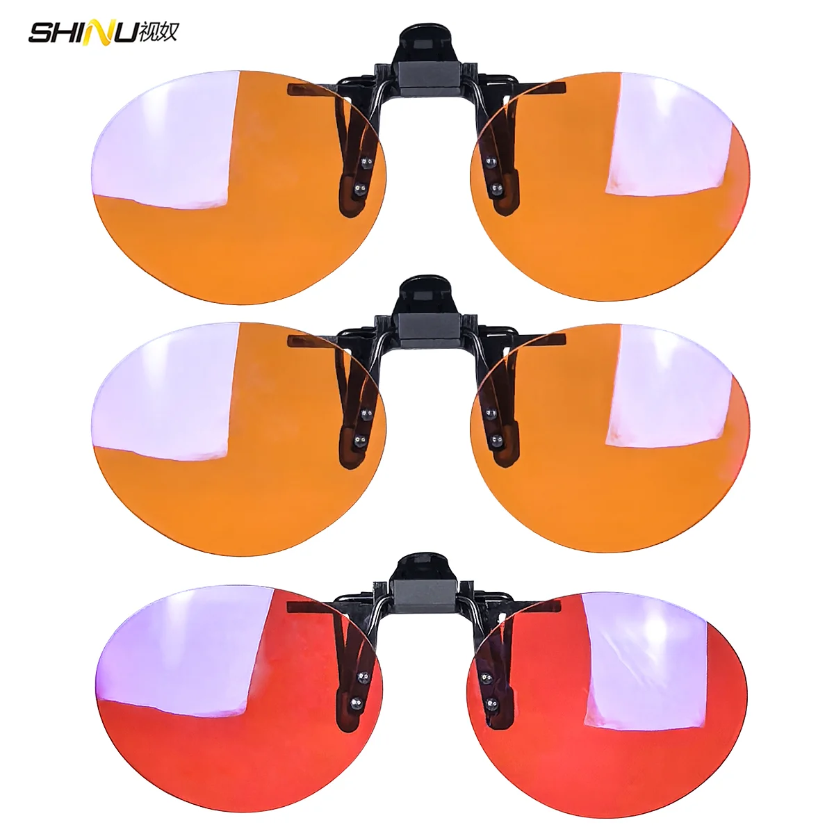 SHINU Rote Linsen-Clip-On-Brille zum Schlafen besser, runde orangefarbene Linse für Spiele oder Arbeiten, gelbe Linsen, Nachtsicht zum Fahren – Detail 27