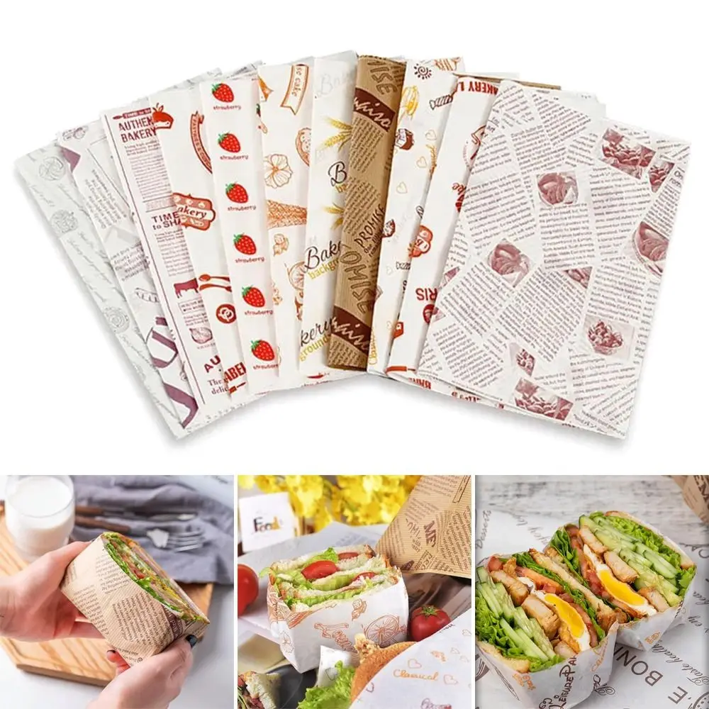 Paper Food Wrappers Paper Non-stick Wax Paper Newspaper Style Wrapping Paper Wax Paper Food Packaging Oil-proof Baking Paper